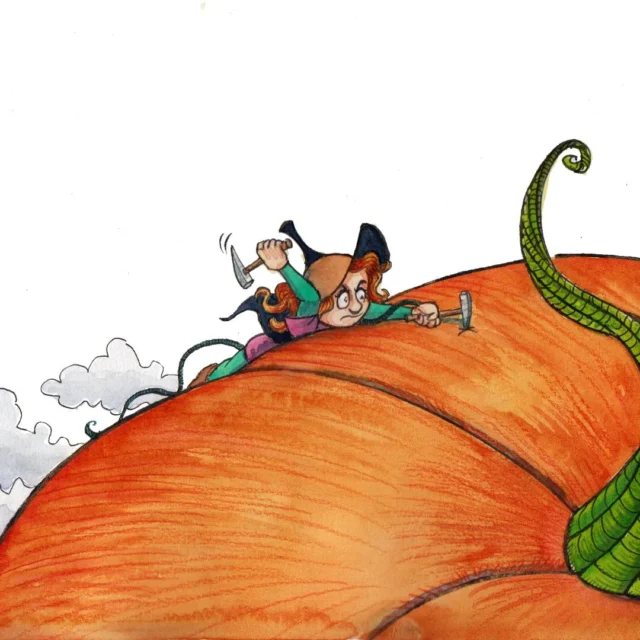 #inktober 28 #jumbo - #halloween #helloween #pumpkin #climbing #witchtober #food #orange #persistence